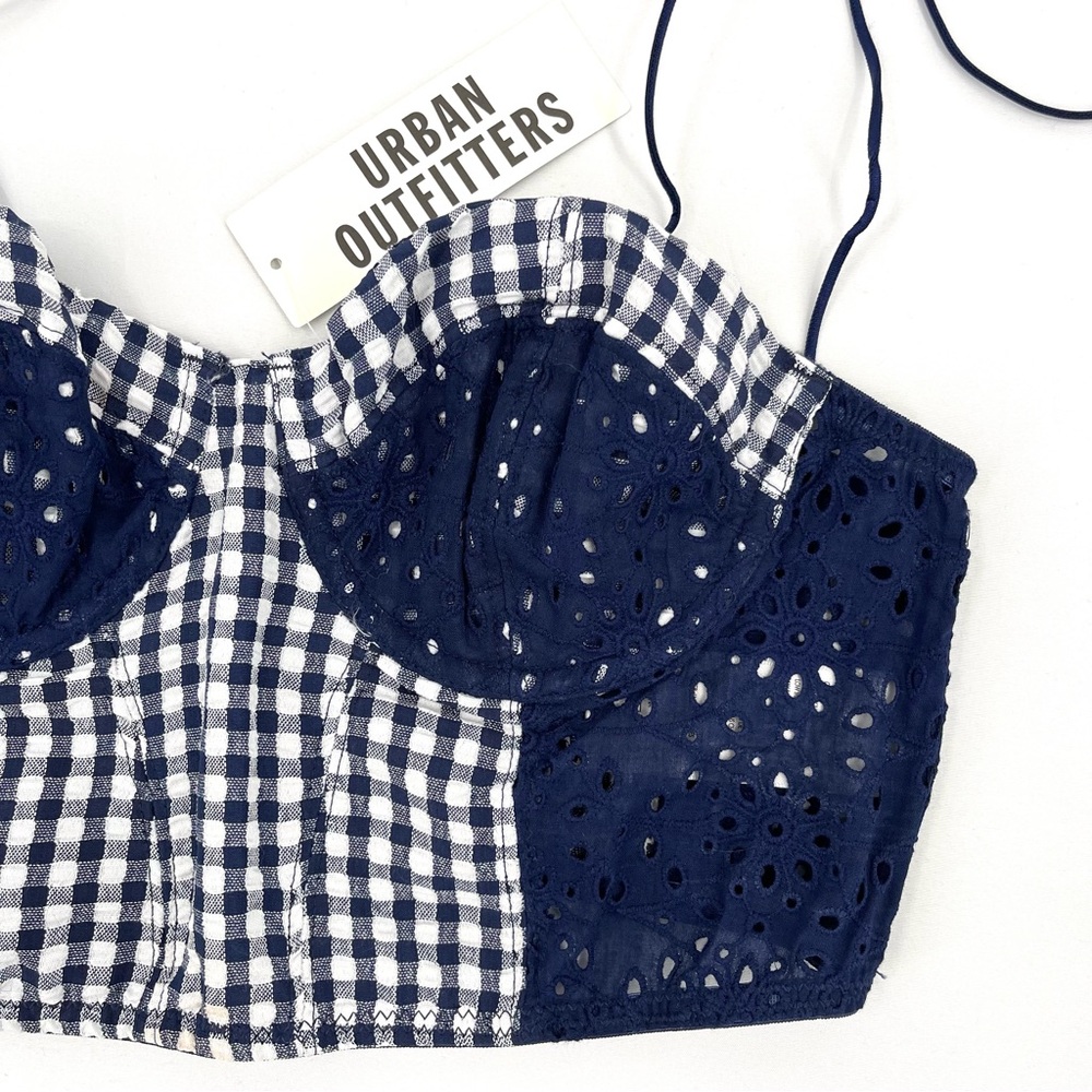 Urban Outfitters Corset Style Gingham Print Tie Strapped Tank Top Size M